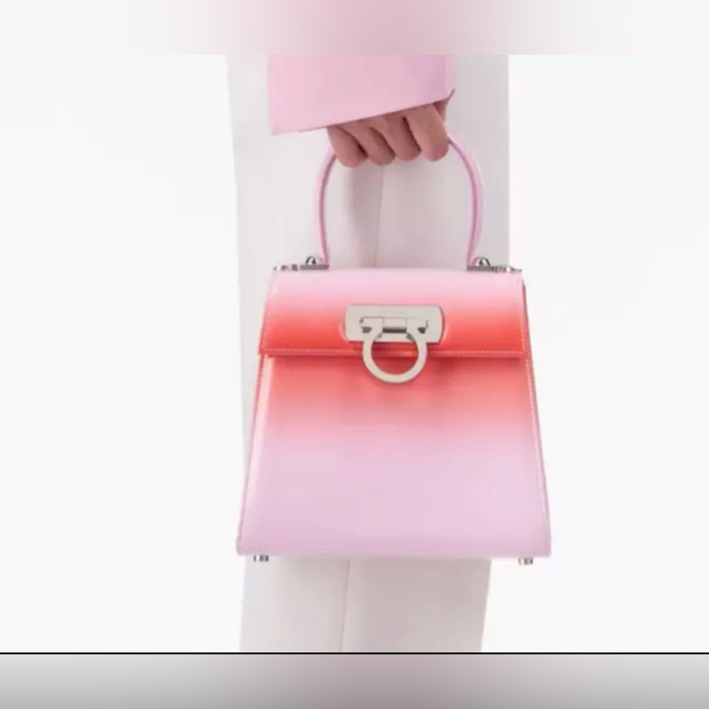 Salvatore Ferragamo Iconic Top Handle Leather Bag - Bubblegum Pink MINT**